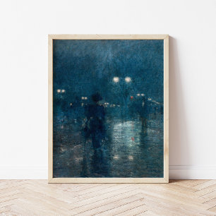Femte Avenue Nocturne Childe Hassam Poster