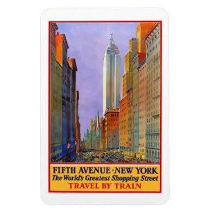 Femte Avenue View New York vintage resor poster. Magnet