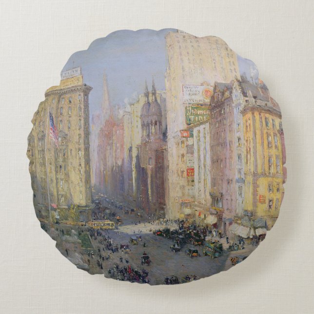 Femte Aveny, New York, 1913 Rund Kudde (Framsidan)