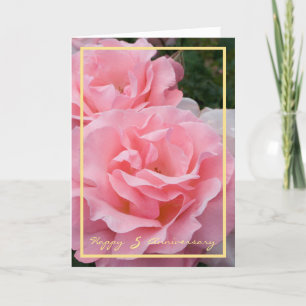 Femte Bröllop-årsdagen Önskemål 2 Rosa ros Kort
