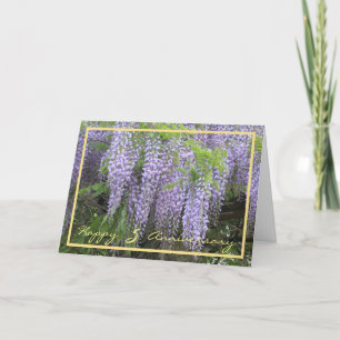 Femte Bröllop-årsdagen Önskemål Wisteria Flowers Kort