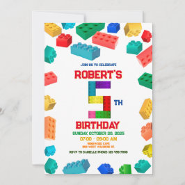 Femte Byggnad-blocket födelsedag Inbjudningar