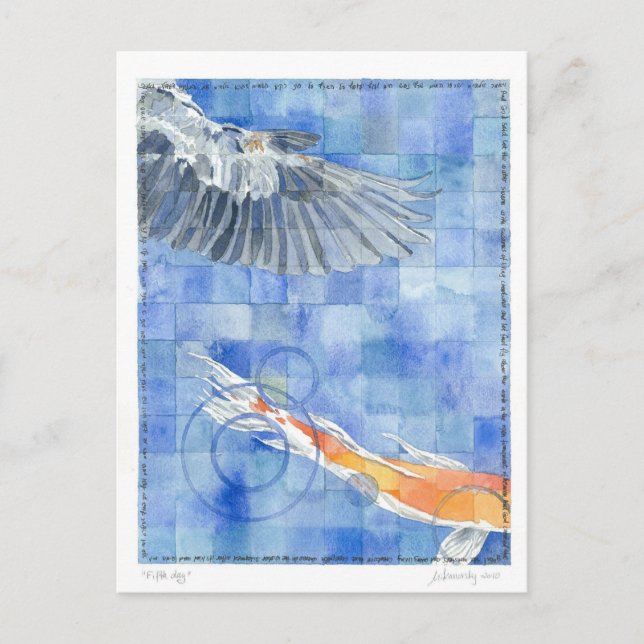 Femte dagen (7 dagar efter skapelsen) vykort (Framsida)