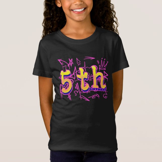 Femte födelsedag Barns födelsedag T Shirt (Framsida)