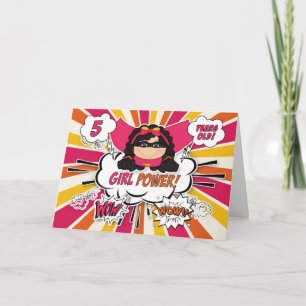 Femte födelsedag Flickor Toppen Kids Rosa Tecknad  Kort