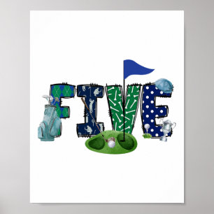 Femte födelsedag Golf-Temapartyet Golf Girl Boy Bi Poster