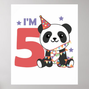 Femte födelsedag Panda-För barn Poster 5 år