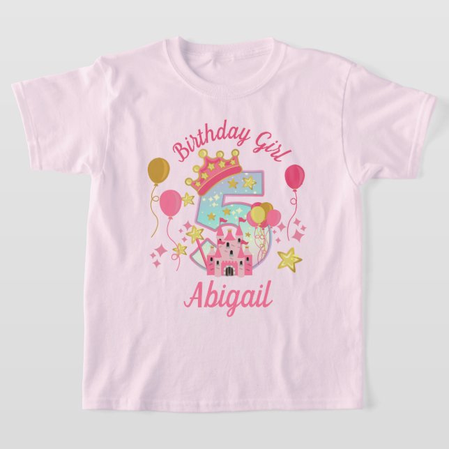 Femte födelsedag Princess Casttle Shirt T Shirt (Laydown)