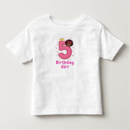 Femte födelsedag Rosa nummer Krona Curly Hair T Shirt