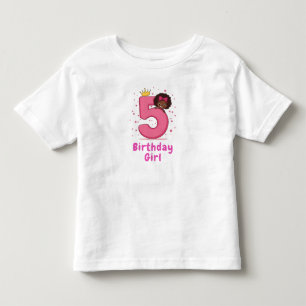 Femte födelsedag Rosa nummer Krona Curly Hair T Shirt