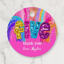 Femte födelsedag Shock rosa Regnbåge Sequin Girl