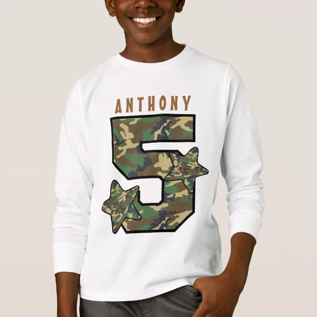 Femte födelsedagelokameran och stjärnans anpassade tee shirt (Framsida)