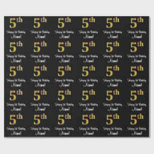 Femte födelsedagen: Elegant Luxurious Faux Guld Se Presentpapper