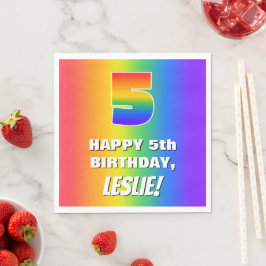 Femte födelsedagen: färgad, Roligt Rainbow Mönster Pappersservett