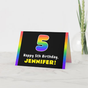 Femte födelsedagen: Färgregat nr 5, anpassat namn Kort