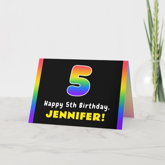 Femte födelsedagen: Färgregat nr 5, anpassat namn Kort (Framsida)