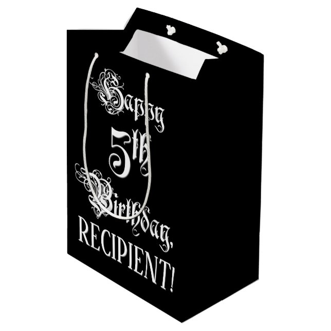 Femte födelsedagen: Finare, Elegant, skript + eget (Baksidan Vinklad)