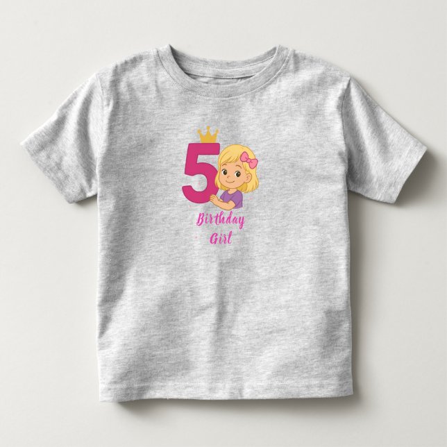 Femte födelsedagen Krona för Cute Girl T Shirt (Framsida)
