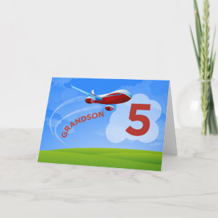 Femte födelsedagen, morson, rödflygplan kort