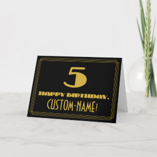 Femte födelsedagen: Namn + Art Deco Inspired (5) Kort