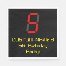 Femte födelsedagen: Red Digital Clock Stil "5" + N Pappersservett