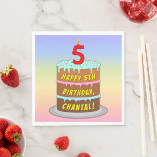 Femte födelsedagen: Roligt Cake and Candle + Anpas Pappersservett