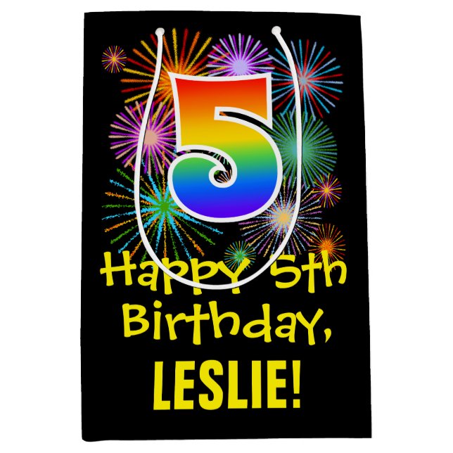 Femte födelsedagen: Roligt Fireworks Mönster + reg (Framsidan)