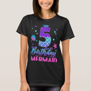 Femte födelsedagen Sjöjungfru Svan 5-årsdagen Sjöj T Shirt