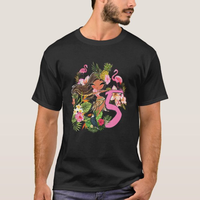 Femte födelsedagen Tiki Party Sommaren Hula Hawaii T Shirt (Framsida)