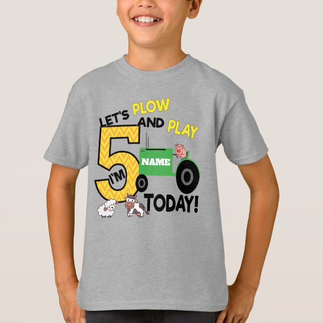 Femte födelsedagskaltraktorn - gården Tema party T Shirt (Framsida)