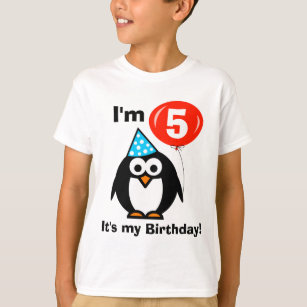 Femte födelsedagskjorta med söt penguin t-shirt