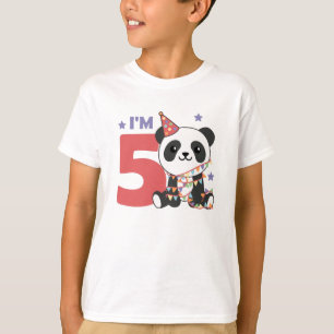 Femte födelsedagspressen Panda För barn 5 år T-Shi T Shirt