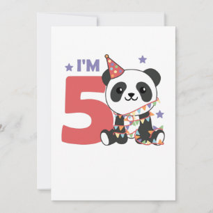 Femte födelsedagspressens Panda-För barn, 5 års in Inbjudningar