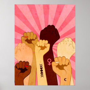 Femte händer med fist upphöjt poster