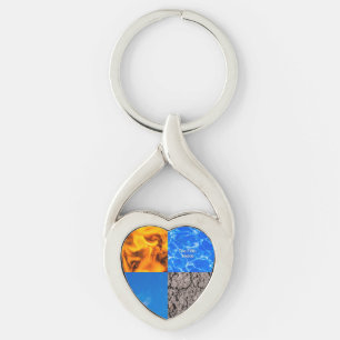 Femte insidan twisted heart silverfärgad nyckelring