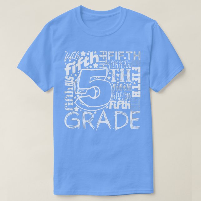 Femte Klass Doodle Back to school Student Lärare  T Shirt (Design framsida)