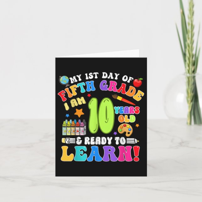 Femte Klass första dagen i skolpojkar flickor Kort (Framsida)