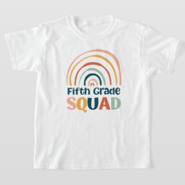 Femte Klass-kvadratisk retro boho-regnbåge, färglö T Shirt