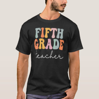 Femte klass lärare Retro Groovy Vintage Första dag T Shirt