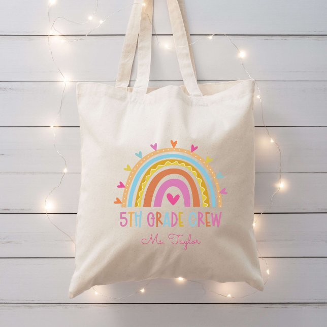 Femte Klass-läraren Back to school Anpassningsbar Tygkasse (5th Grade Crew Teacher Back to School Custom Tote Bag
)