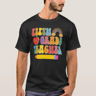 Femte Klass-läraren Back to school Retro Groovy Te T Shirt