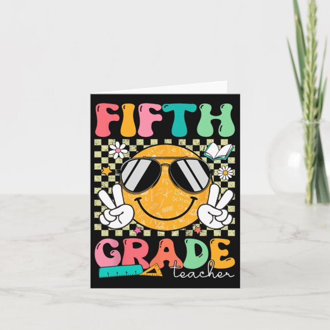 Femte Klass-läraren Smile Ansikte Back to school Kort (Framsida)