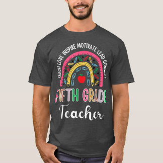 Femte Klass-läraren Teach Kärlek Inspire Boho Rain T Shirt