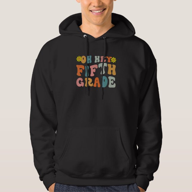 Femte Klass Retro Teacher Student Kid bak Hoodie (Framsida)