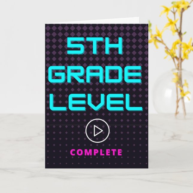 Femte Klass School Studenten Gamer Girl Hälsning Kort (Gul blomma)