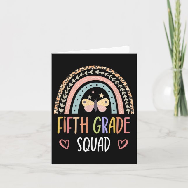 Femte Klass Squad Boho Rainbow Back to school Teac Kort (Framsida)