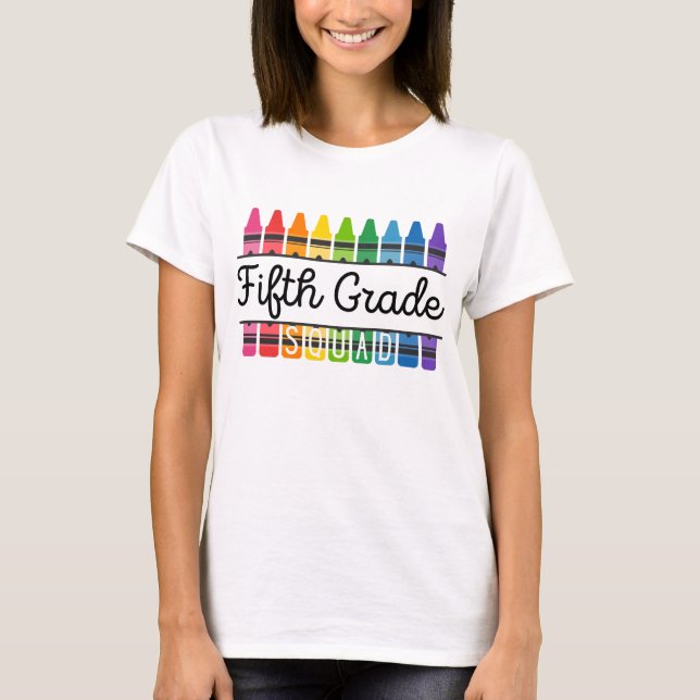 Femte Klass Squad Teacher T-Shirt (Framsida)