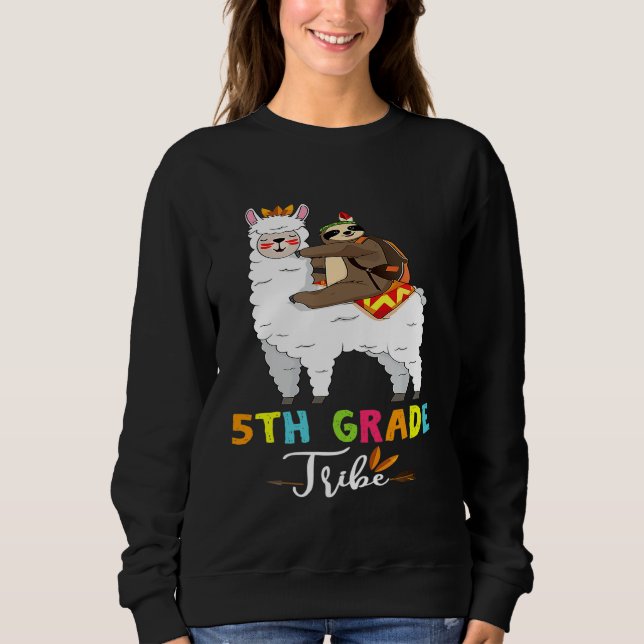 Femte Klass-stammen Sloth Riding Llama Tillbaka ti T Shirt (Framsida)