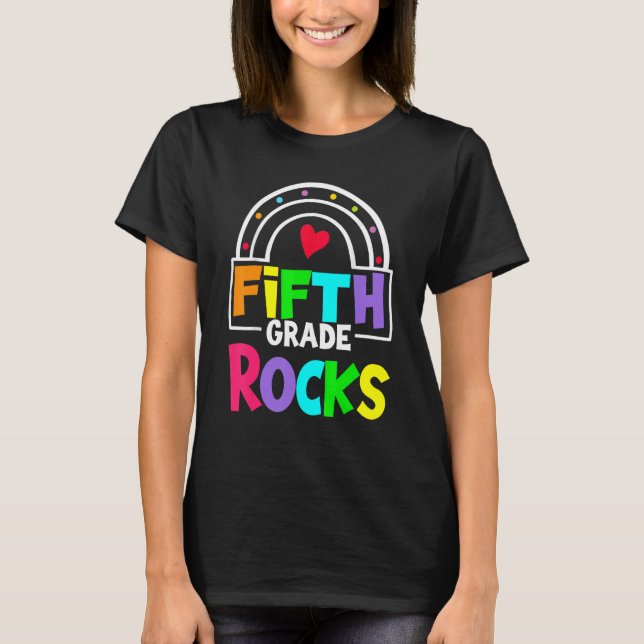 Femte Klass-Sten-regnbåge femte Klass Back to scho T Shirt (Framsida)