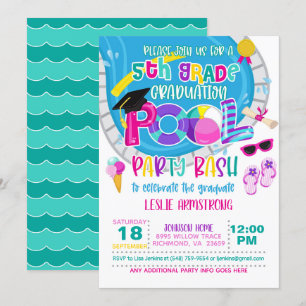 Femte Klass-Studenten-Bassäng-Party - flicka W Inbjudningar